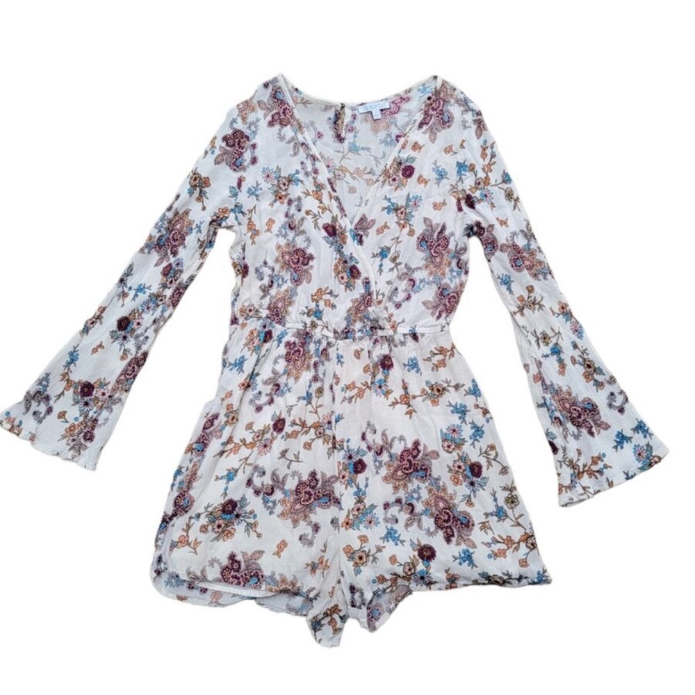 White Floral Long Sleeve Romper SIZE MEDIUM